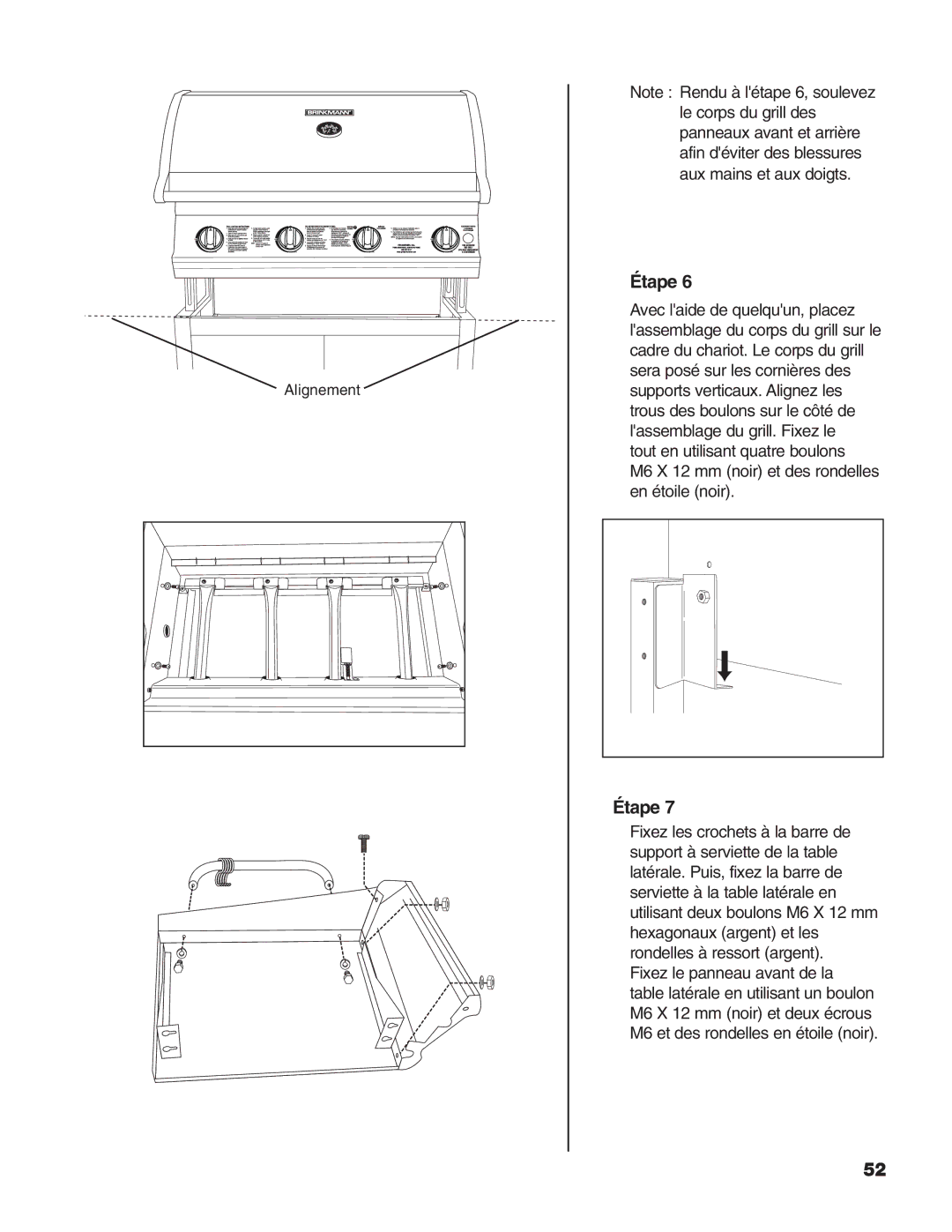 Brinkmann Heavy-Duty Natural Gas Grill owner manual Alignement 