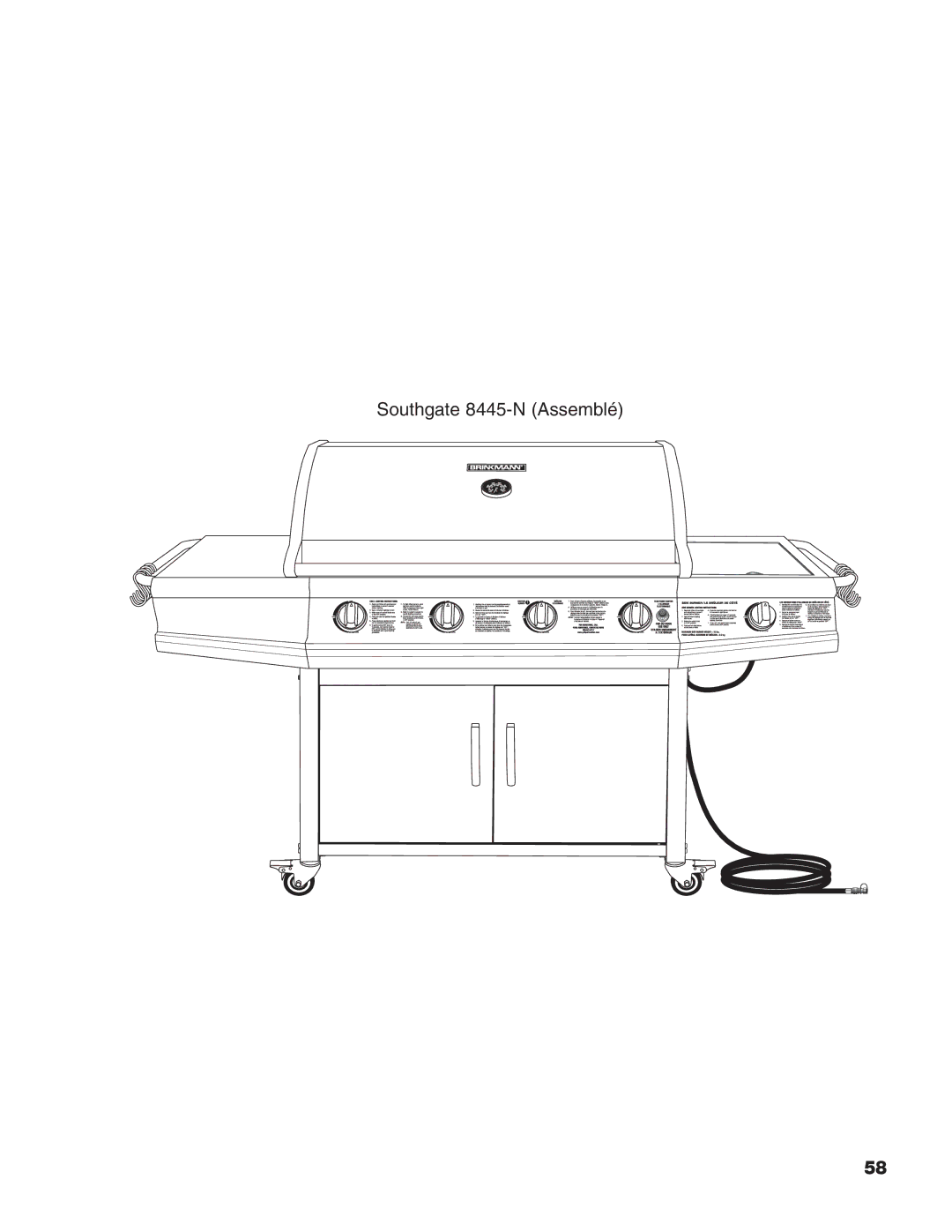 Brinkmann Heavy-Duty Natural Gas Grill owner manual Southgate 8445-N Assemblé 