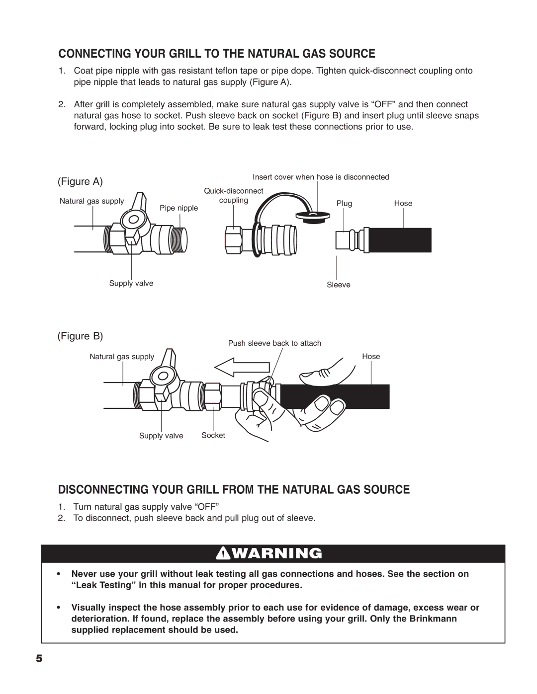 Brinkmann Heavy-Duty Natural Gas Grill owner manual Connecting Your Grill to the Natural GAS Source 