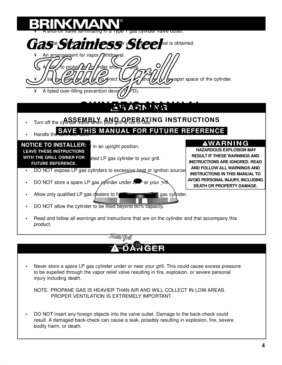 Brinkmann Kettle Grill owner manual 