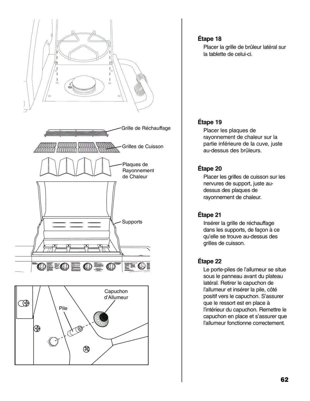 Brinkmann Madison owner manual Grille de Réchauffage 