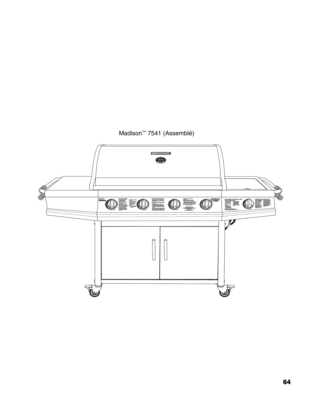 Brinkmann owner manual Madison 7541 Assemblé 