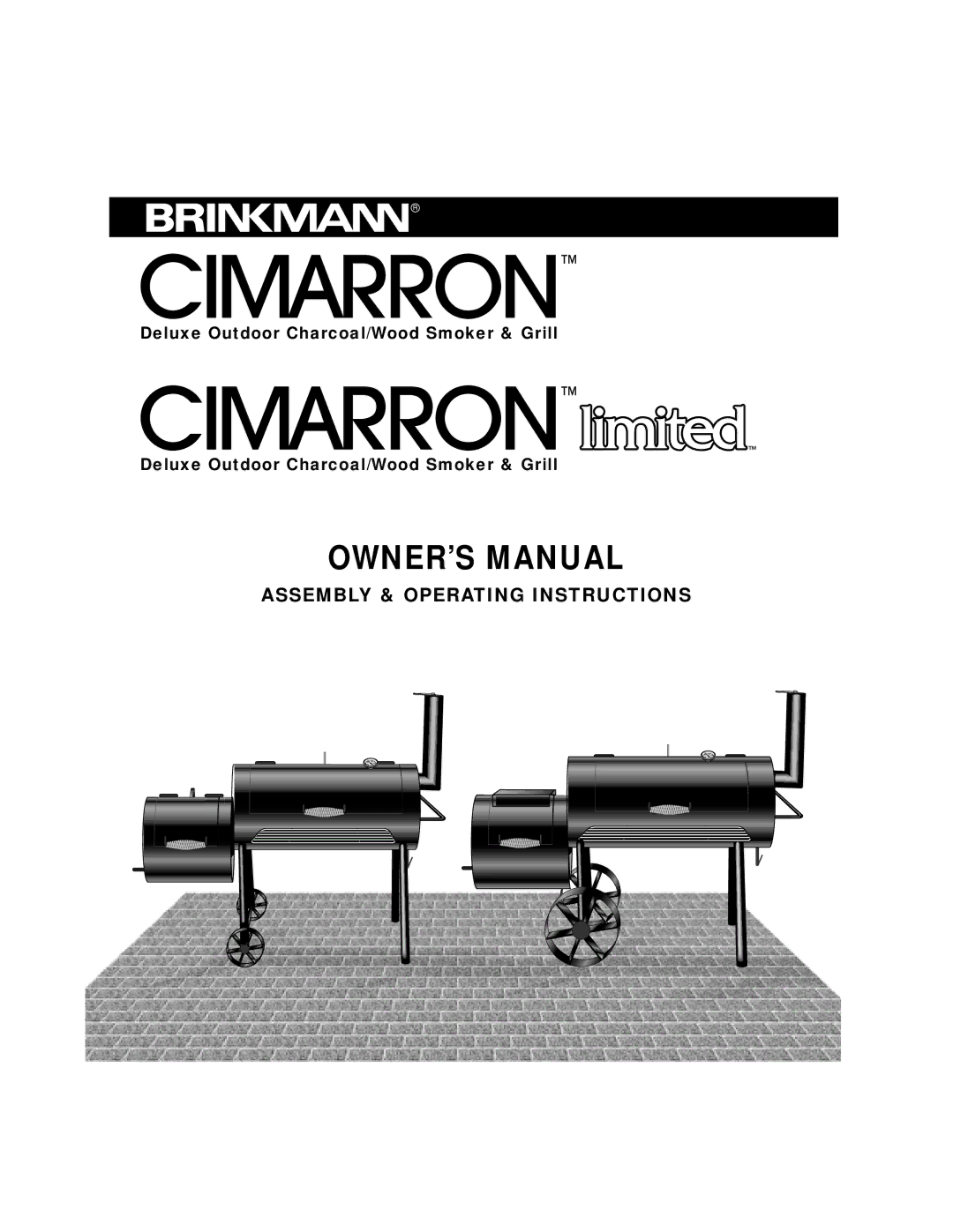 Brinkmann Outdoor Charcoal/Wood Smoker & Grill owner manual Assembly & Operating Instructions 