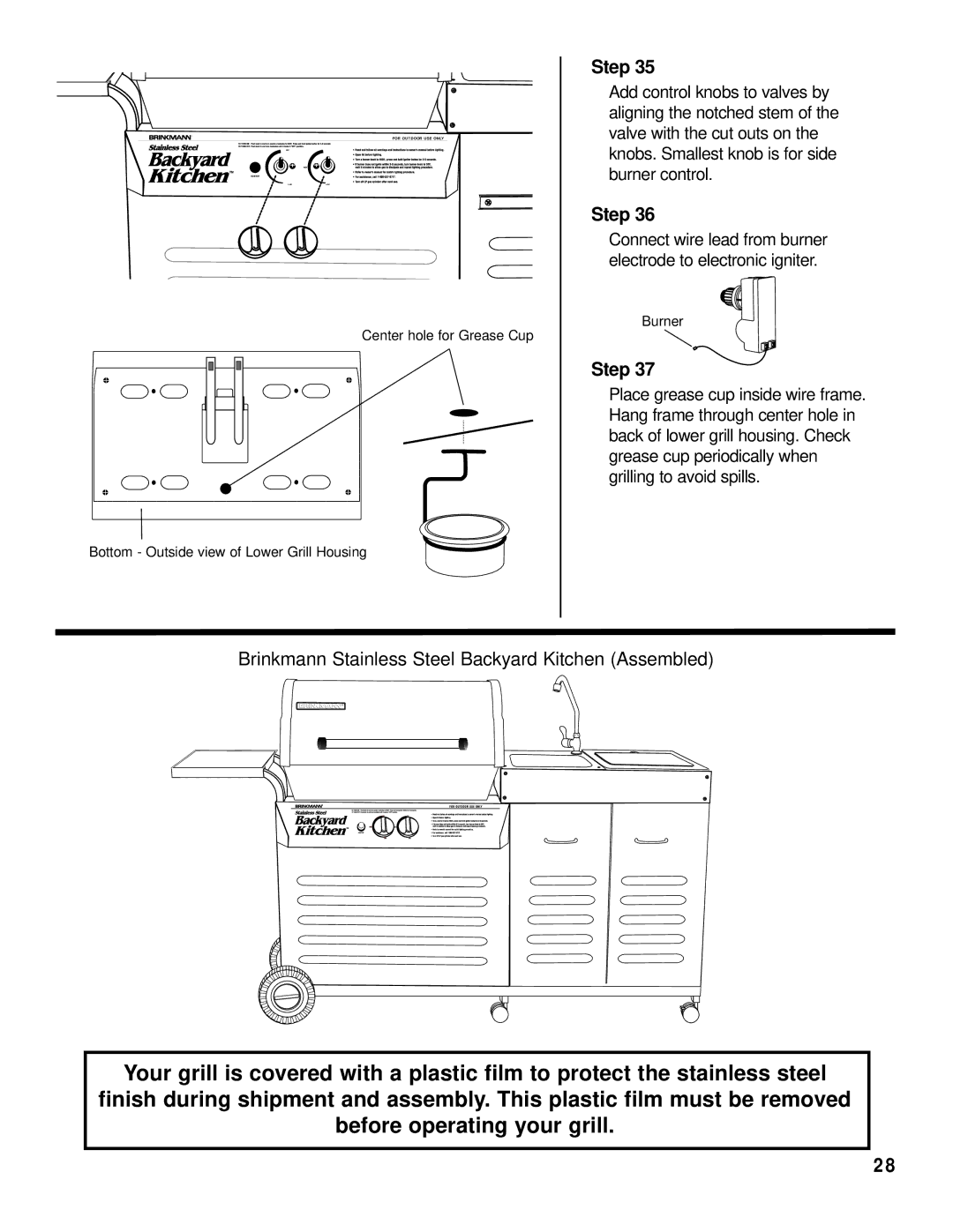 Brinkmann Outdoor Gas Grill owner manual Brinkmann Stainless Steel Backyard Kitchen Assembled 