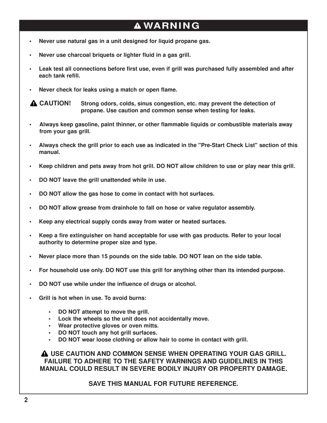 Brinkmann Outdoor Gas Grill owner manual 