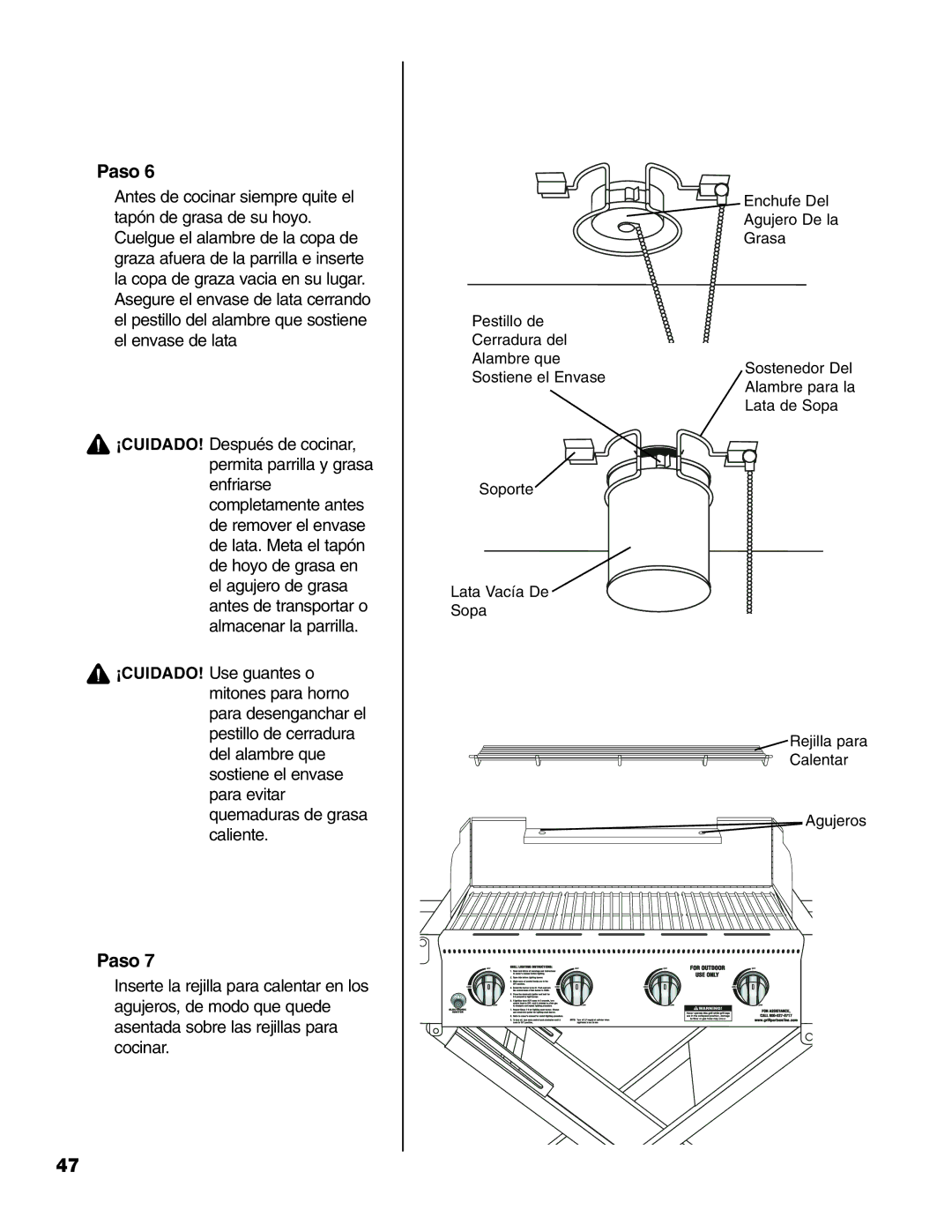 Brinkmann Portable Tailgate Gas Grill owner manual Paso 