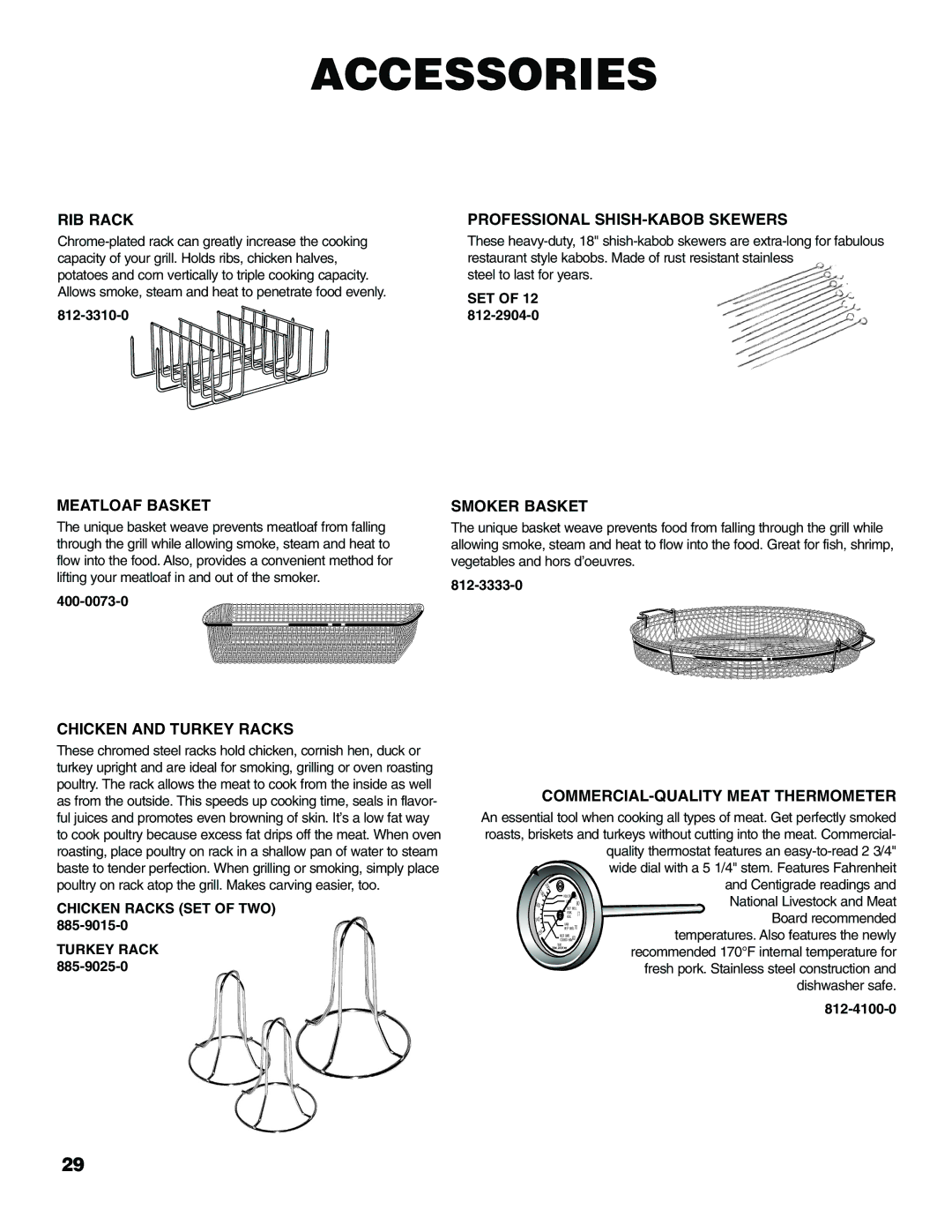 Brinkmann Pro Series 2500 owner manual Accessories 