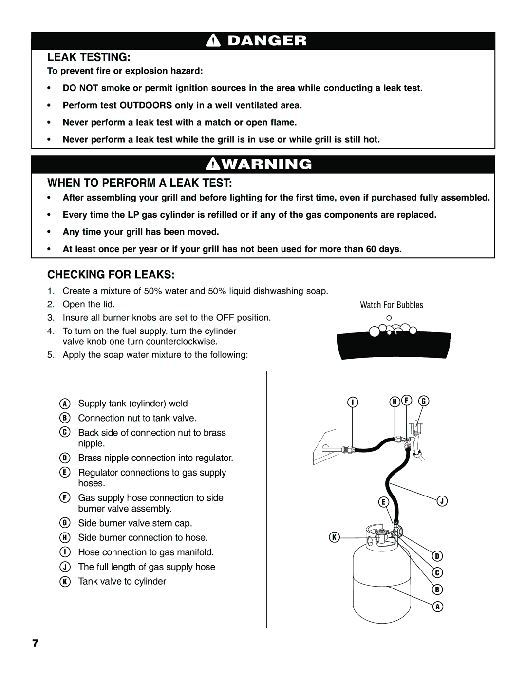 Brinkmann Pro Series 2500 owner manual Leak Testing, When to Perform a Leak Test, Checking for Leaks 