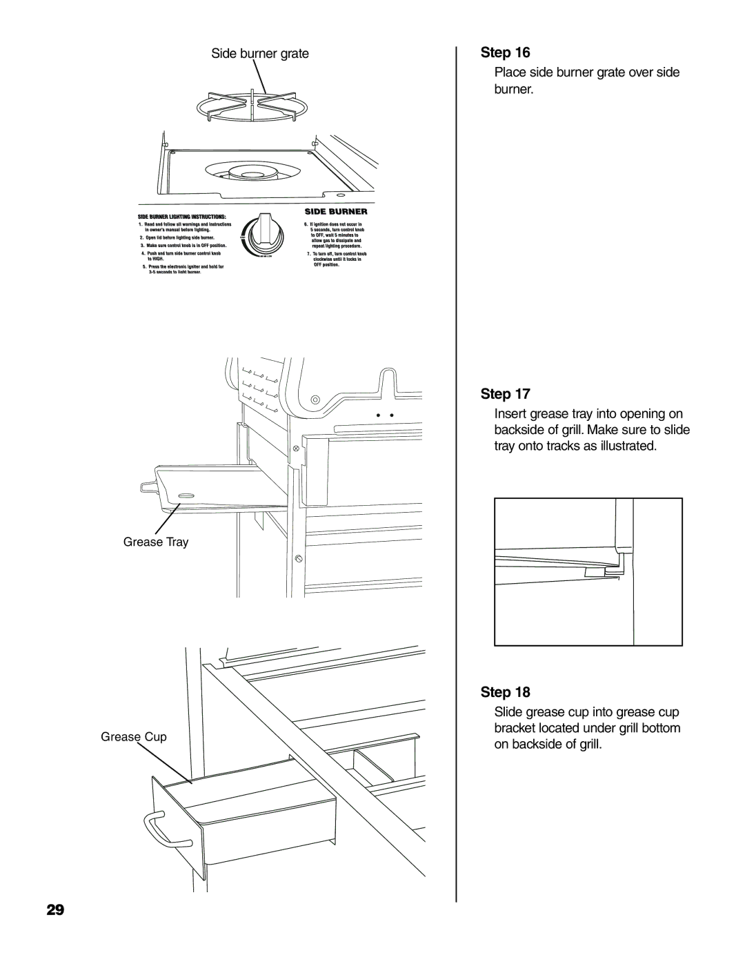 Brinkmann Pro Series 6418 owner manual Side burner grate 