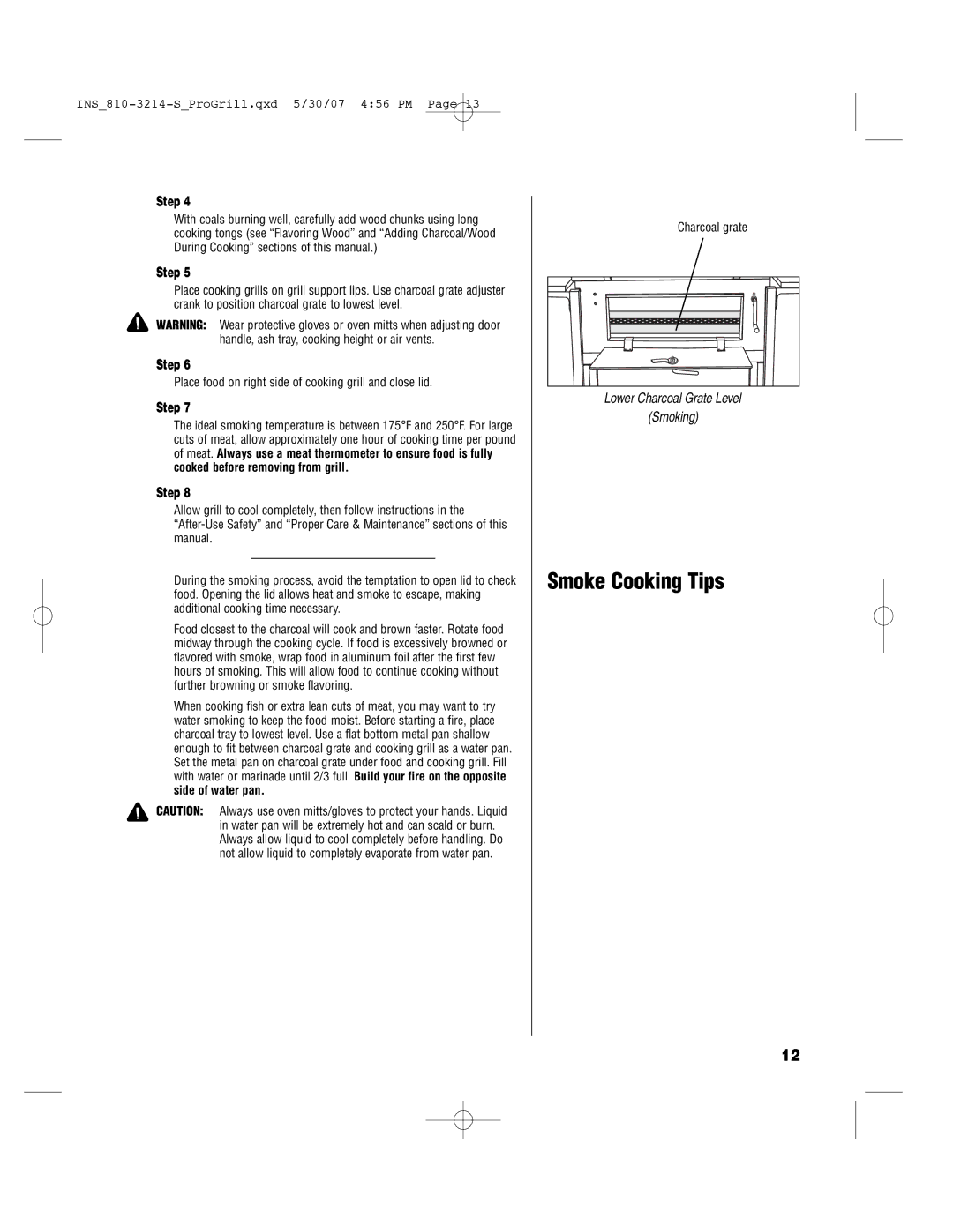 Brinkmann PROFESSIONAL STAINLESS STEEL Charcoal Grill owner manual Smoke Cooking Tips 