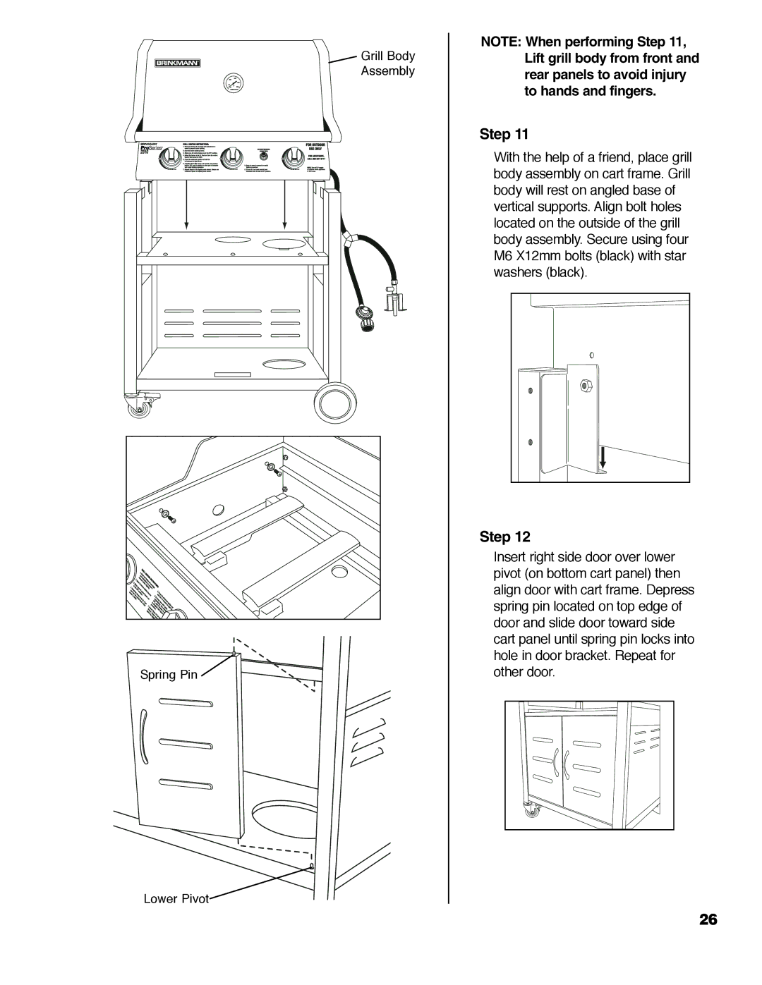 Brinkmann ProSeries 2310 owner manual Grill Body Assembly Spring Pin Lower Pivot 