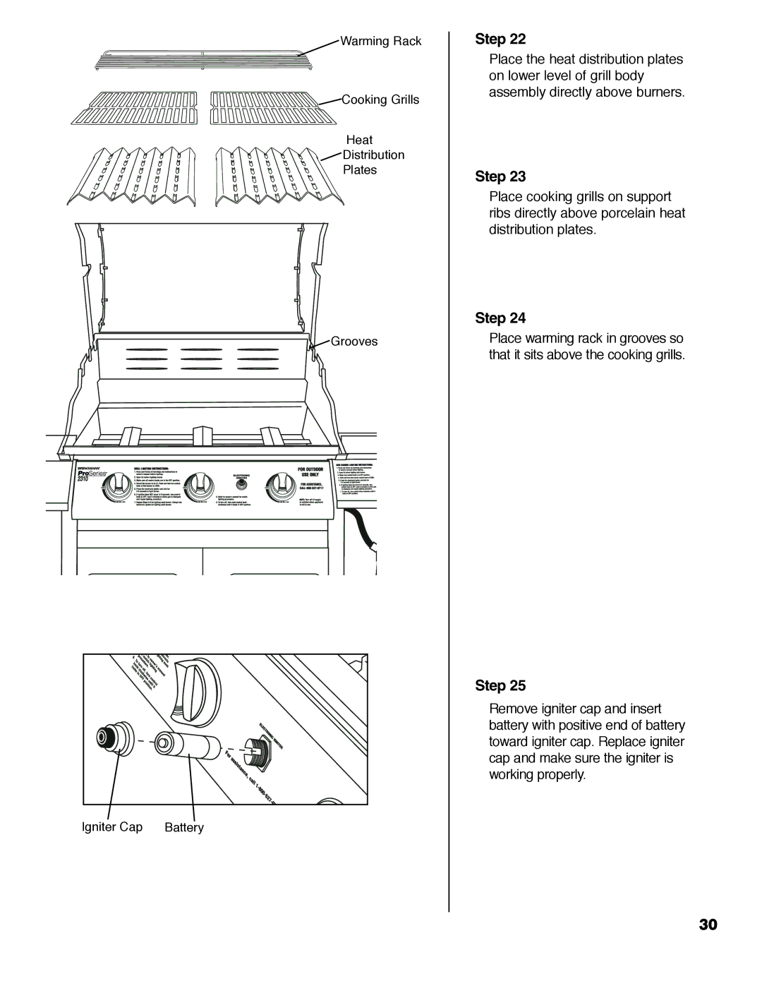 Brinkmann ProSeries 2310 owner manual Place the heat distribution plates 