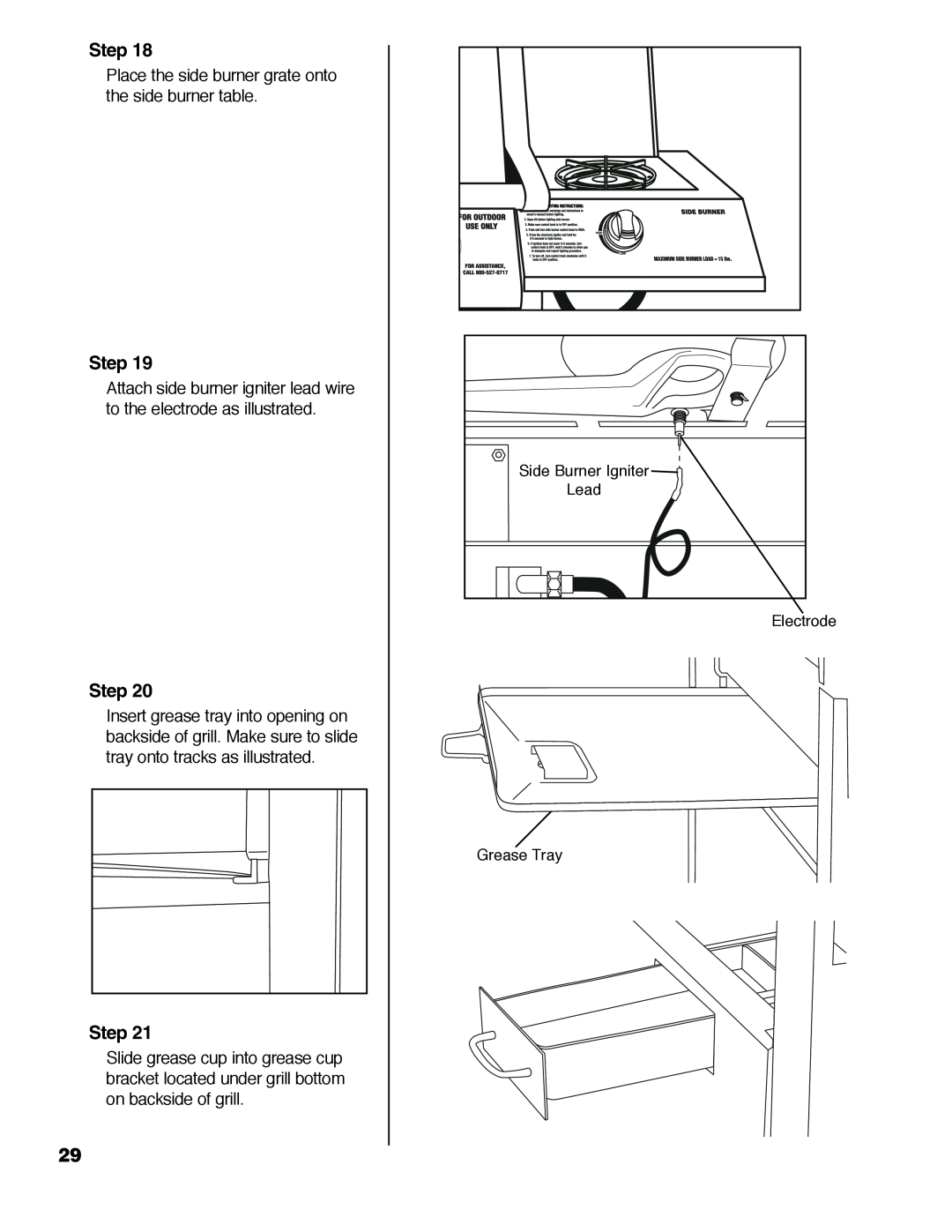 Brinkmann ProSeries 2310 owner manual Step, Place the side burner grate onto the side burner table 