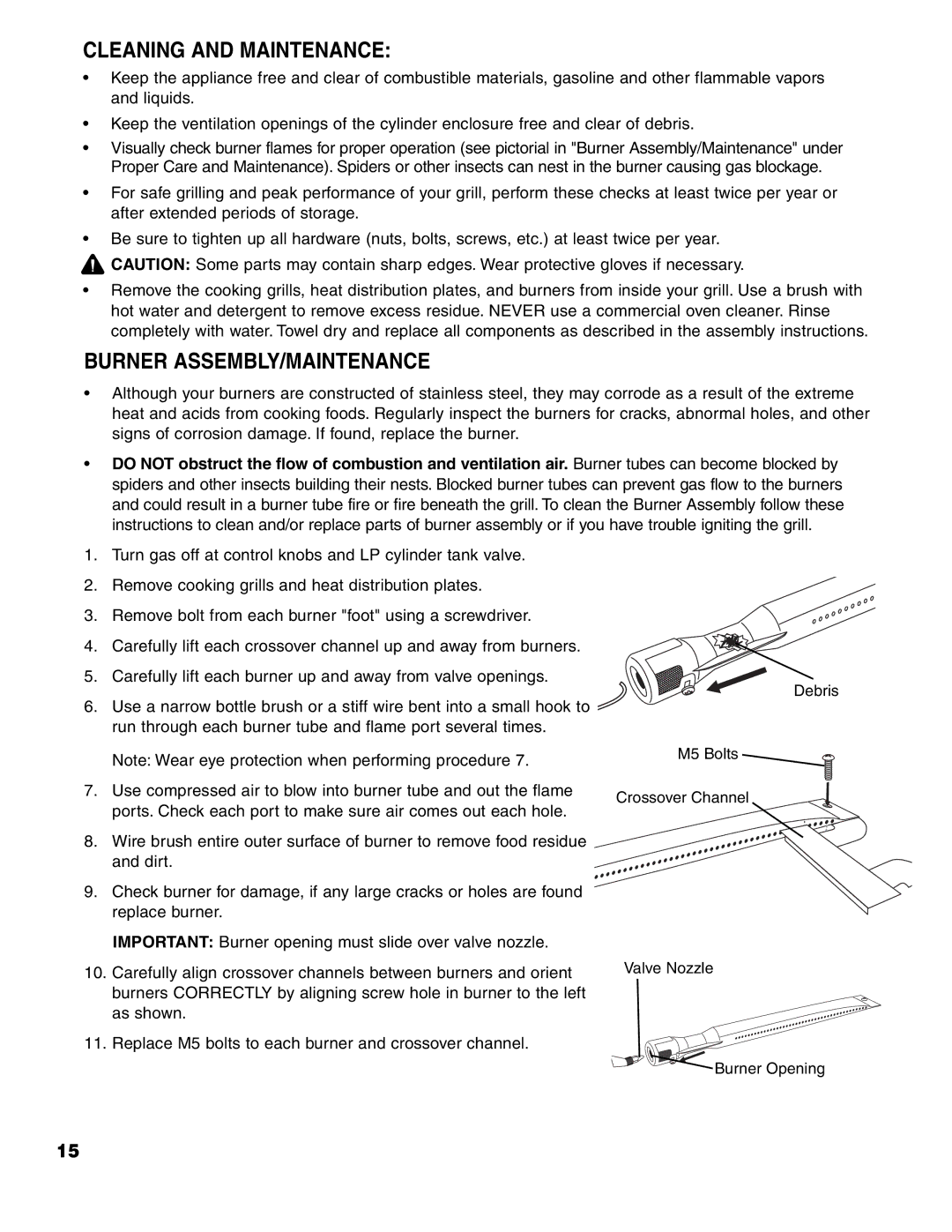 Brinkmann ProSeries 4415 owner manual Cleaning and Maintenance, Burner ASSEMBLY/MAINTENANCE 