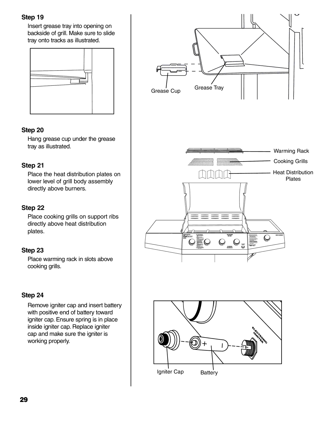 Brinkmann ProSeries 4415 owner manual Hang grease cup under the grease tray as illustrated 