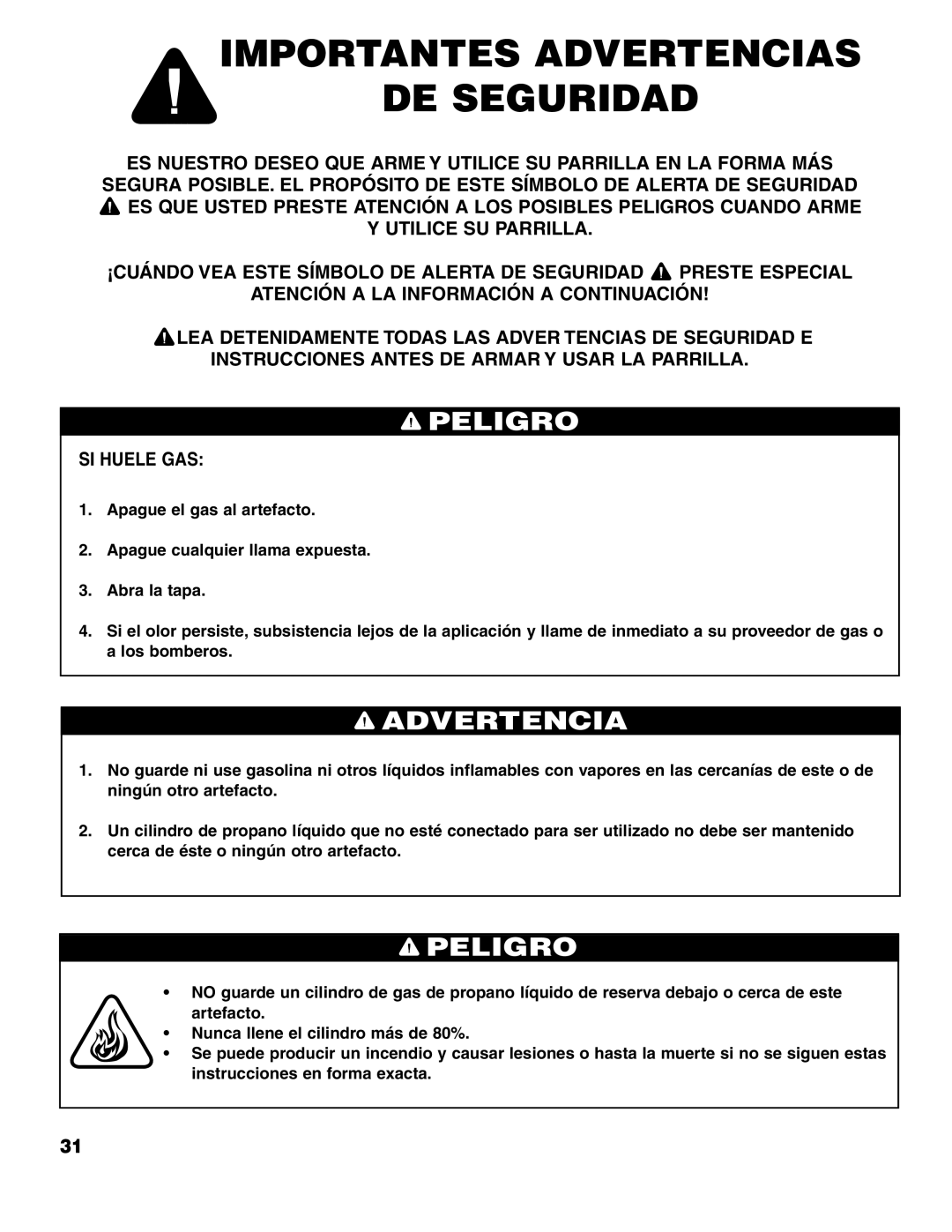 Brinkmann ProSeries 4415 owner manual Importantes Advertencias DE Seguridad, Peligro 