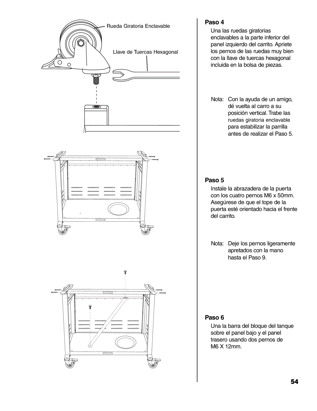 Brinkmann ProSeries 4415 owner manual Para estabilizar la parrilla antes de realizar el Paso 