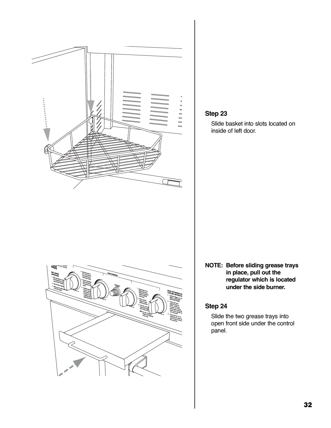 Brinkmann ProSeries 4495 owner manual Slide basket into slots located on inside of left door 