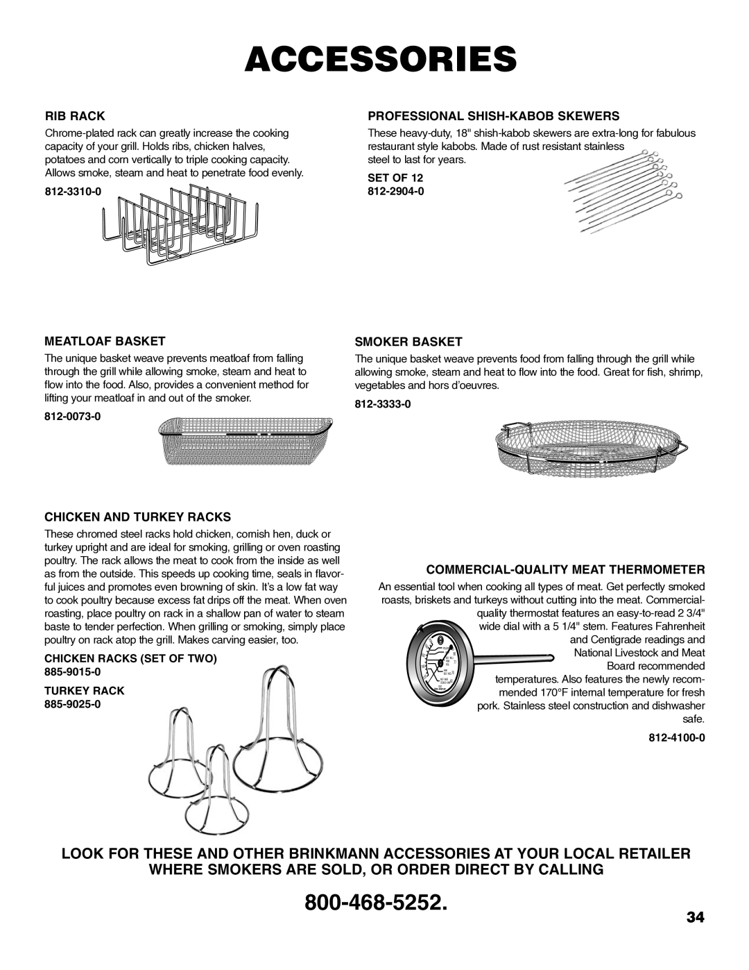 Brinkmann ProSeries 4495 owner manual Accessories 