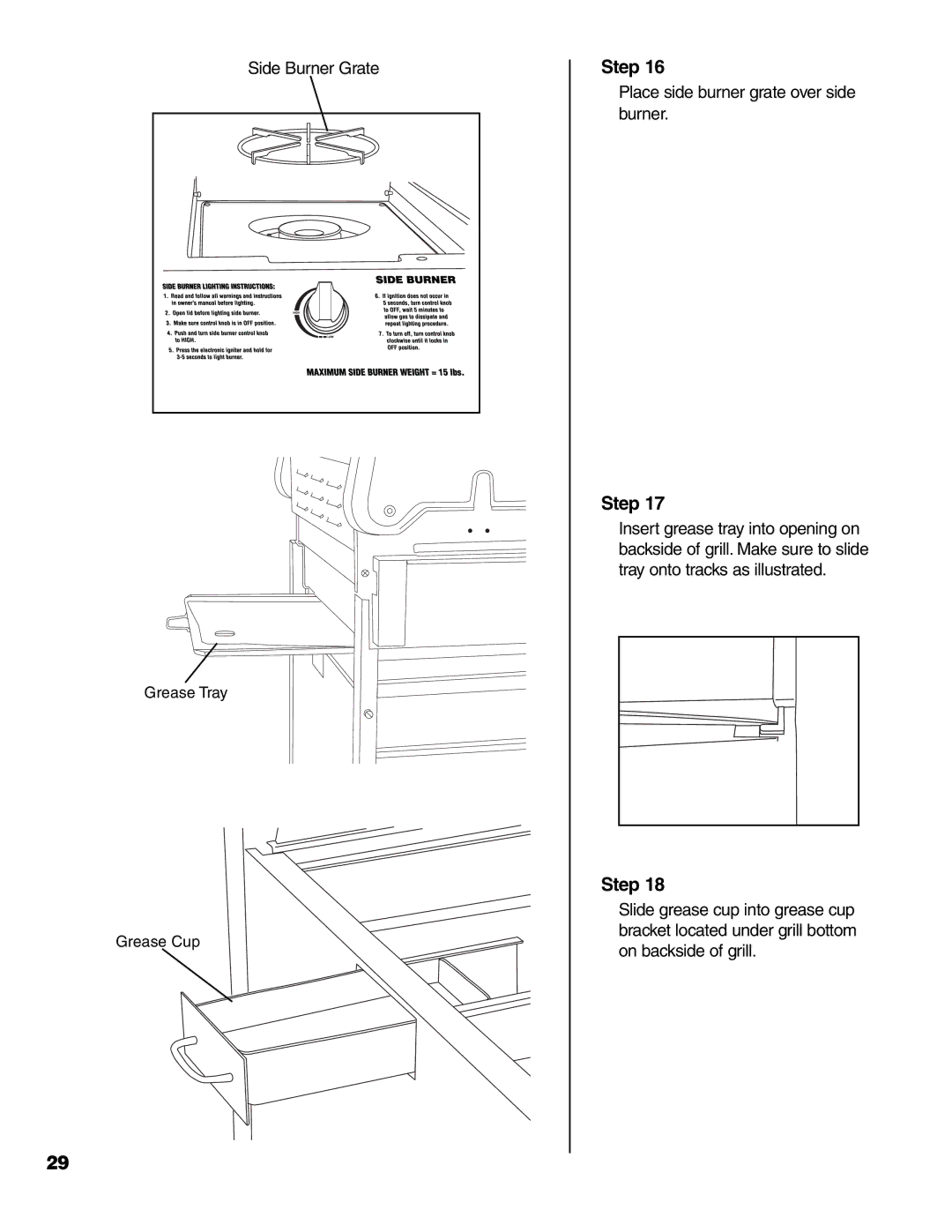 Brinkmann ProSeries 6418 owner manual Side Burner Grate 