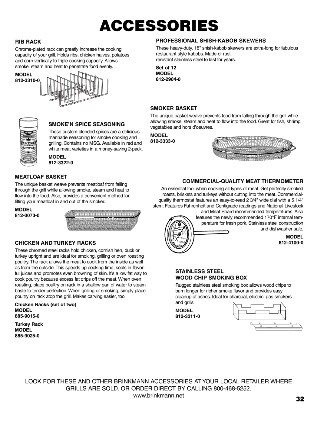 Brinkmann ProSeries 6418 owner manual Accessories 