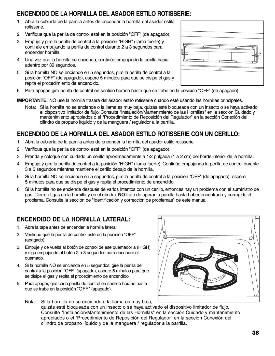 Brinkmann ProSeries 7751 Encendido DE LA Hornilla DEL Asador Estilo Rotisserie, Encendido DE LA Hornilla Lateral 