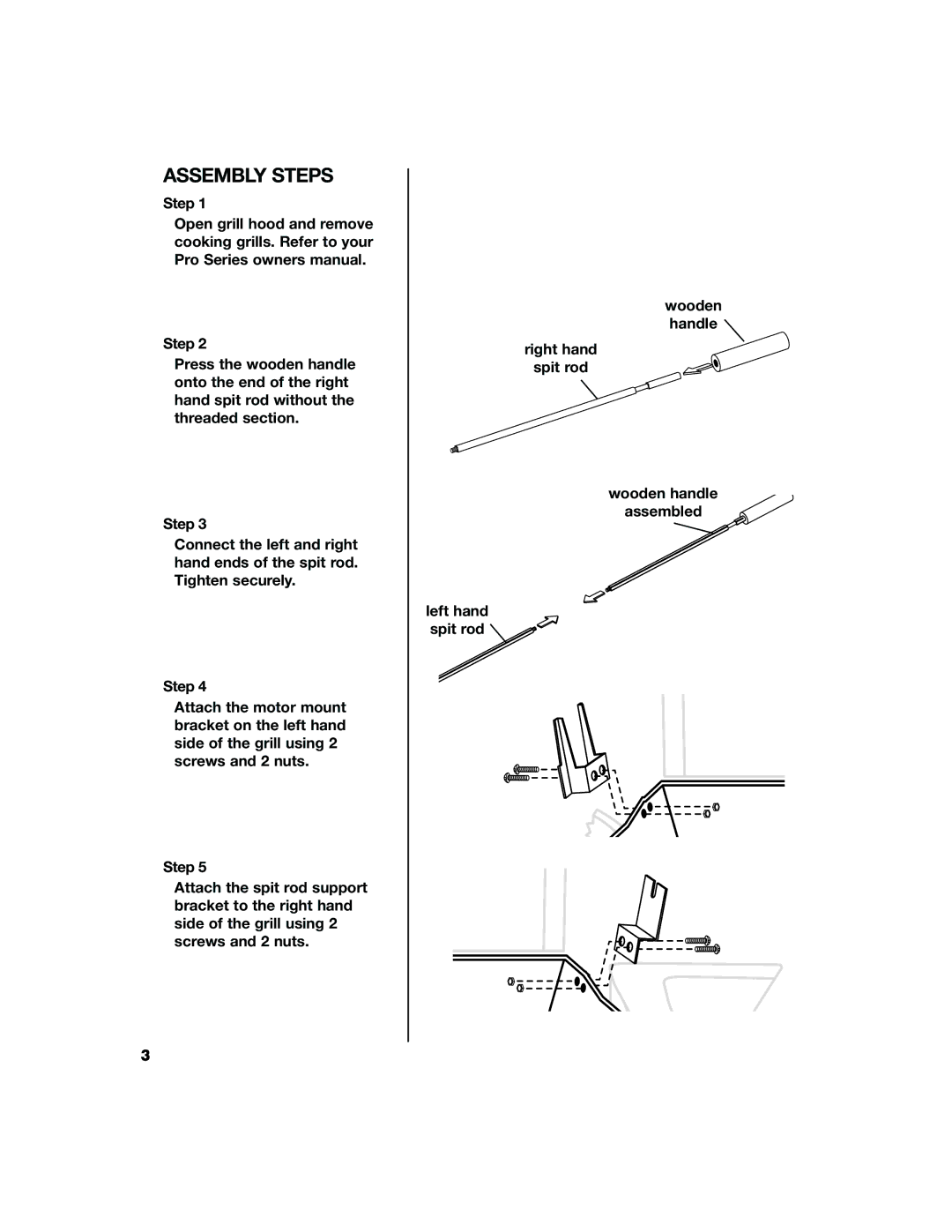 Brinkmann ProSeries owner manual Assembly Steps 