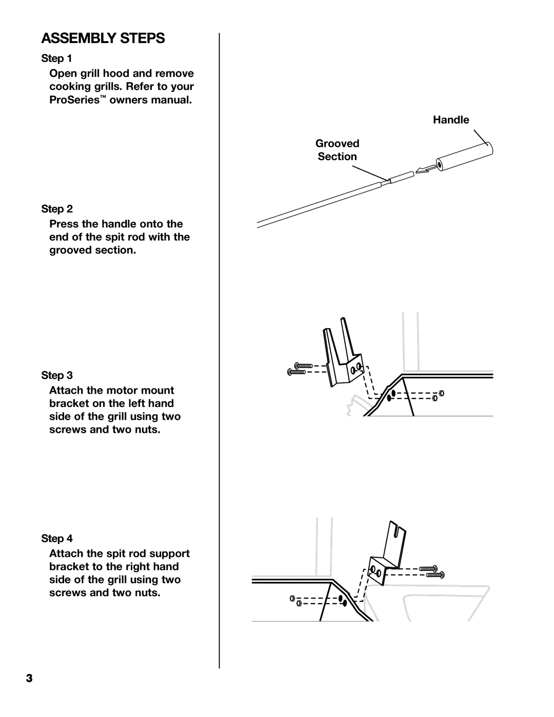 Brinkmann ProSeriesTM owner manual Assembly Steps 