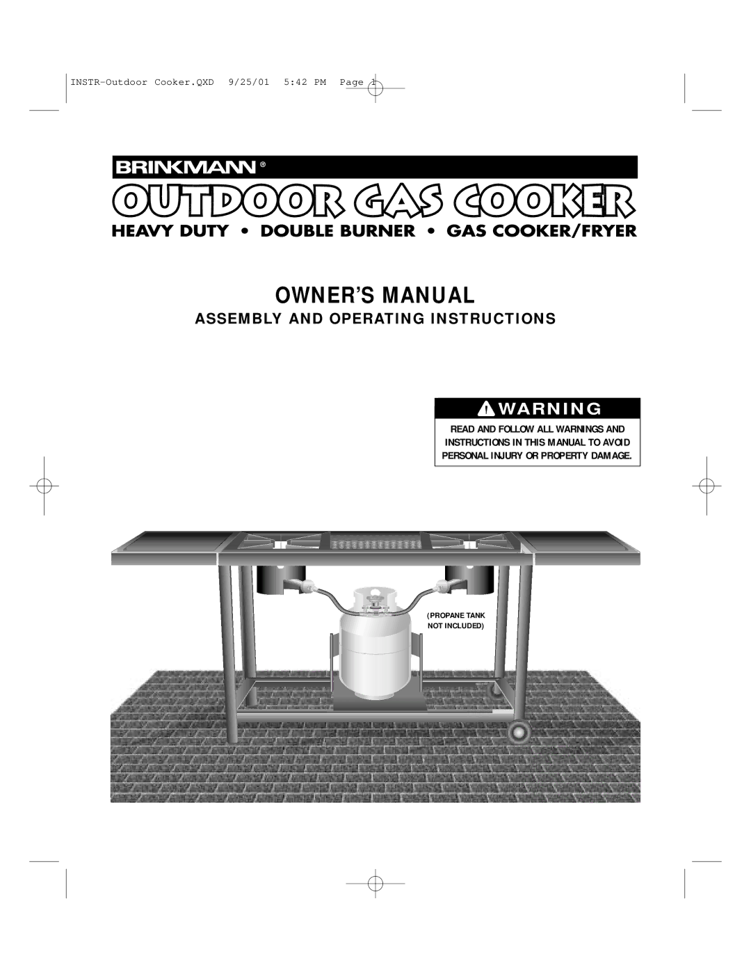 Brinkmann QXD-9, QXD-25, QXD-01 owner manual Assembly and Operating Instructions 