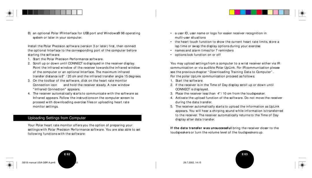 Brinkmann S810I user manual Uploading Settings from Computer 