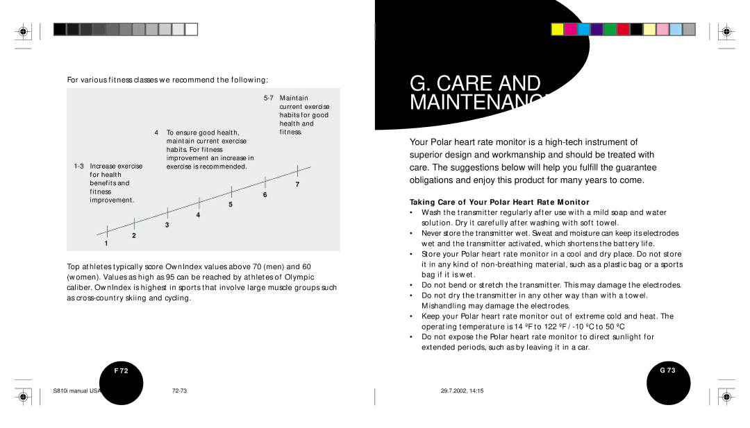 Brinkmann S810I user manual Care Maintenance, Taking Care of Your Polar Heart Rate Monitor 