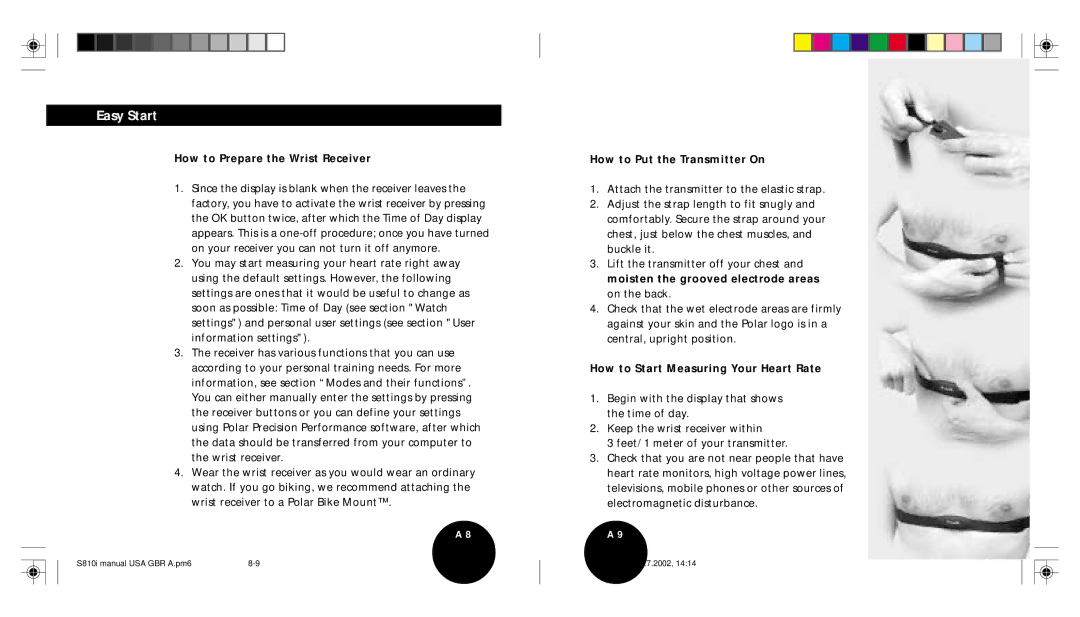 Brinkmann S810I user manual Easy Start, How to Prepare the Wrist Receiver, How to Put the Transmitter On 