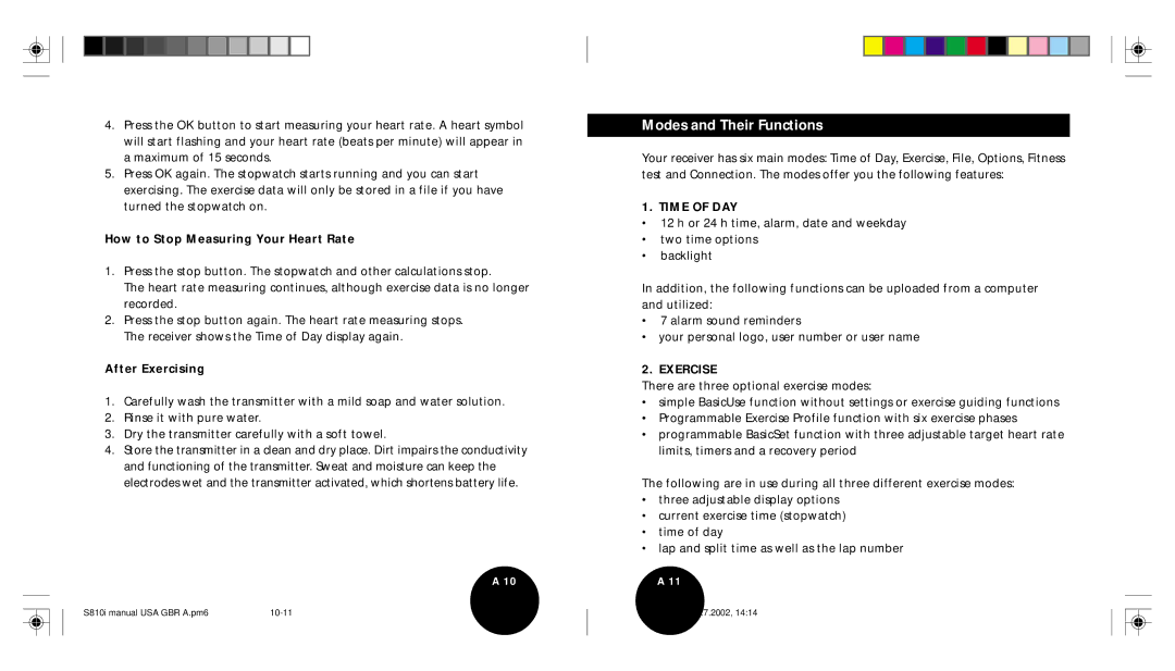 Brinkmann S810I user manual Modes and Their Functions, How to Stop Measuring Your Heart Rate, After Exercising 