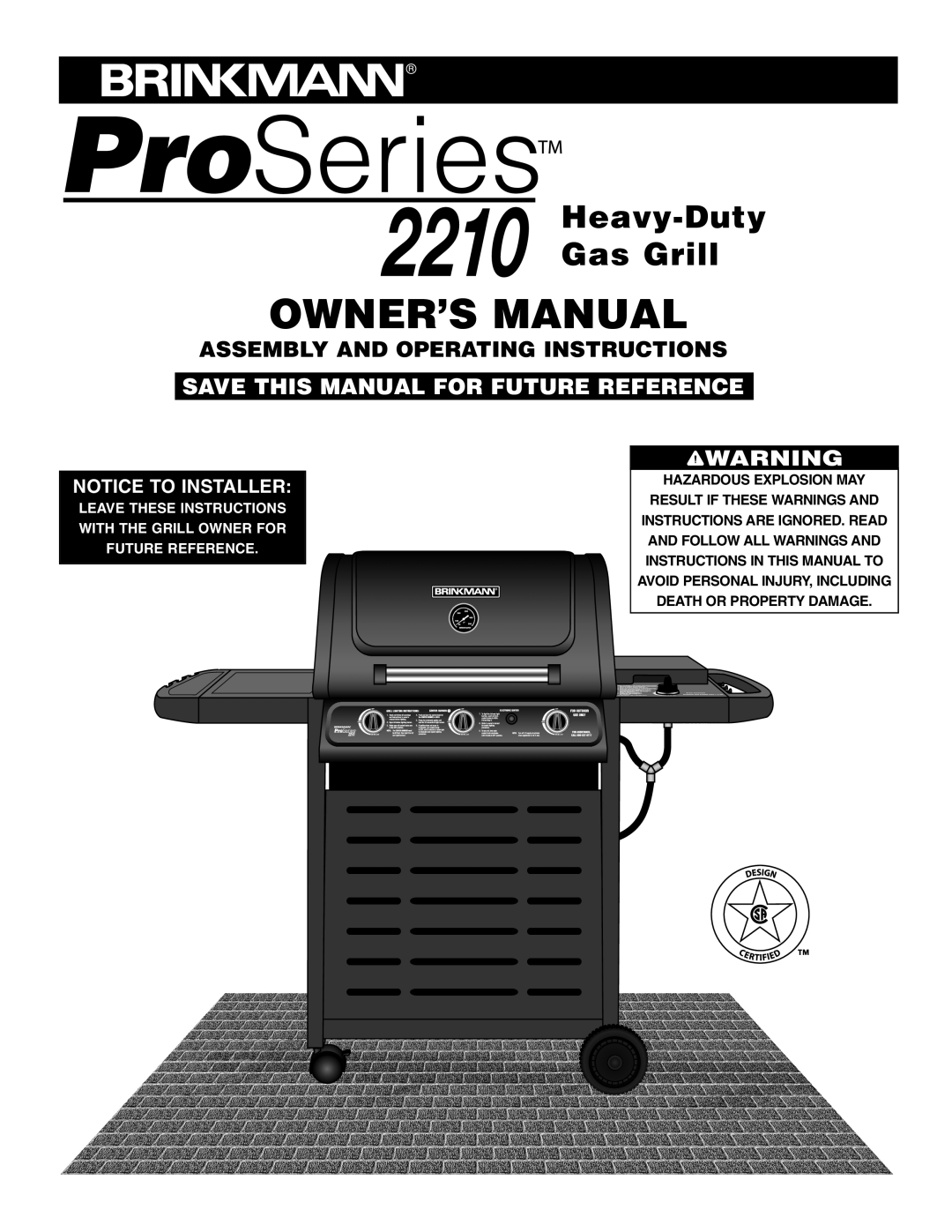 Brinkmann Series 2210 owner manual Heavy-Duty Gas Grill 