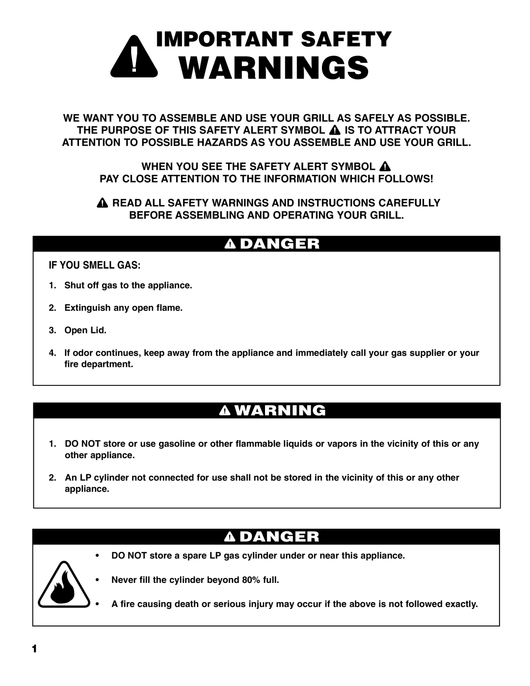 Brinkmann Series 2210 owner manual Important Safety 