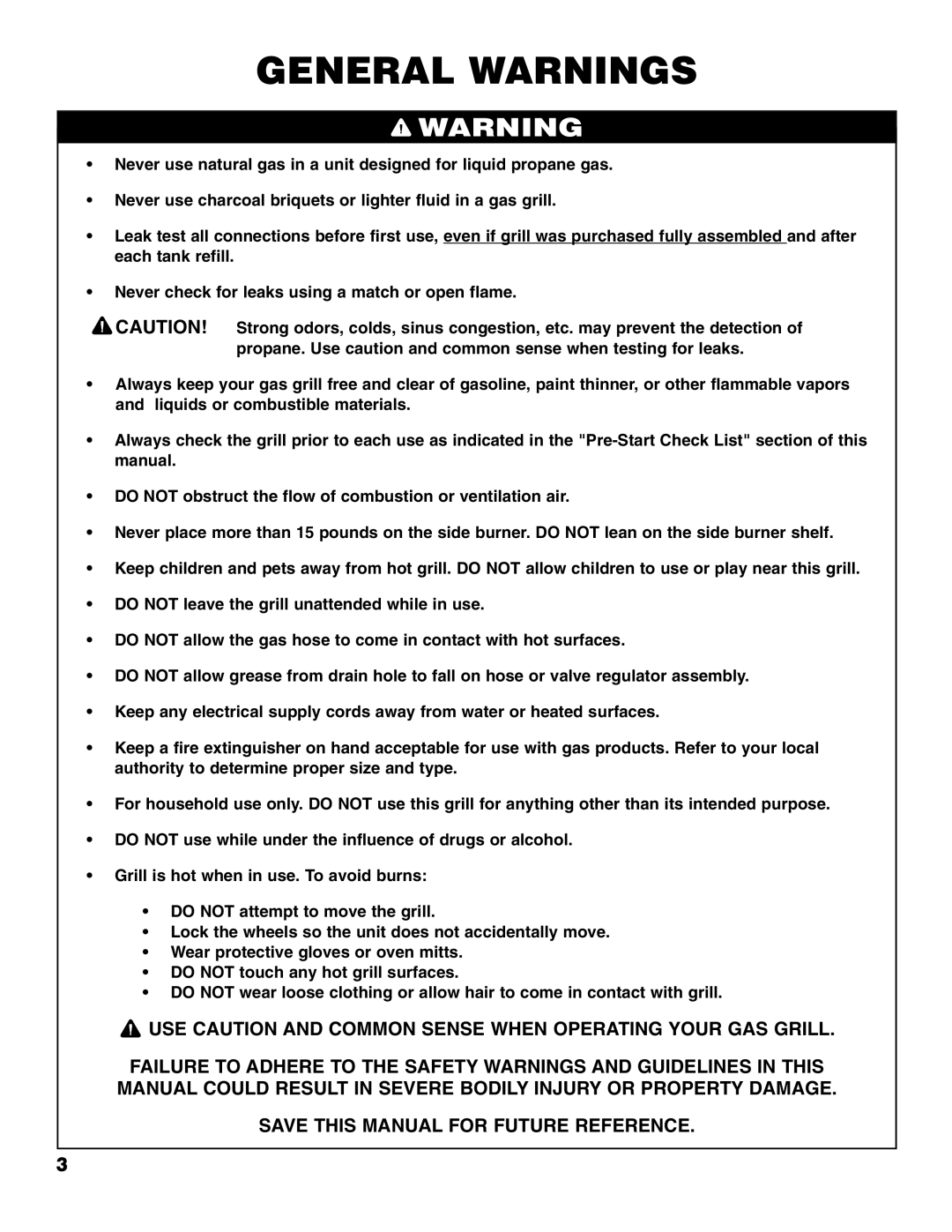 Brinkmann Series 2210 owner manual General Warnings 