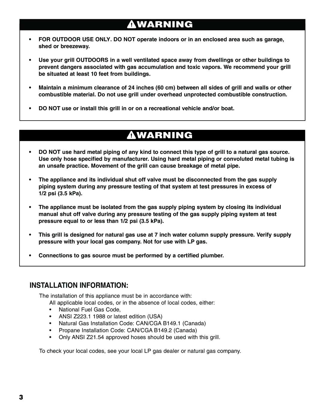 Brinkmann Series 2630 owner manual Installation Information 