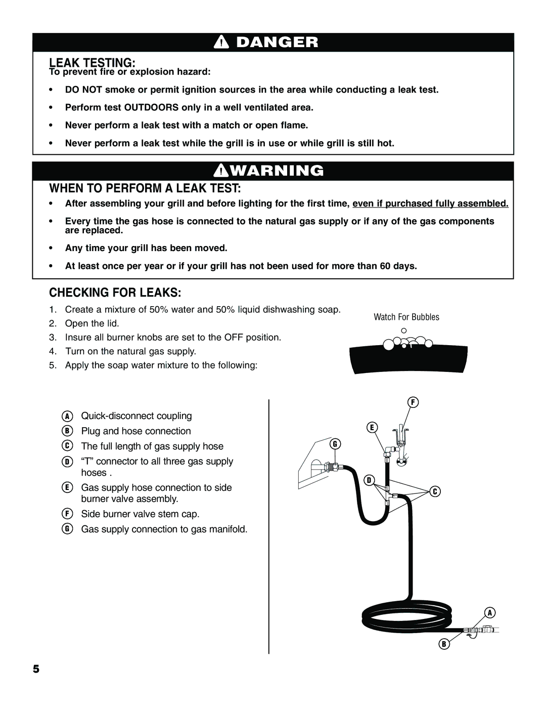 Brinkmann Series 2630 owner manual Leak Testing, When to Perform a Leak Test, Checking for Leaks 