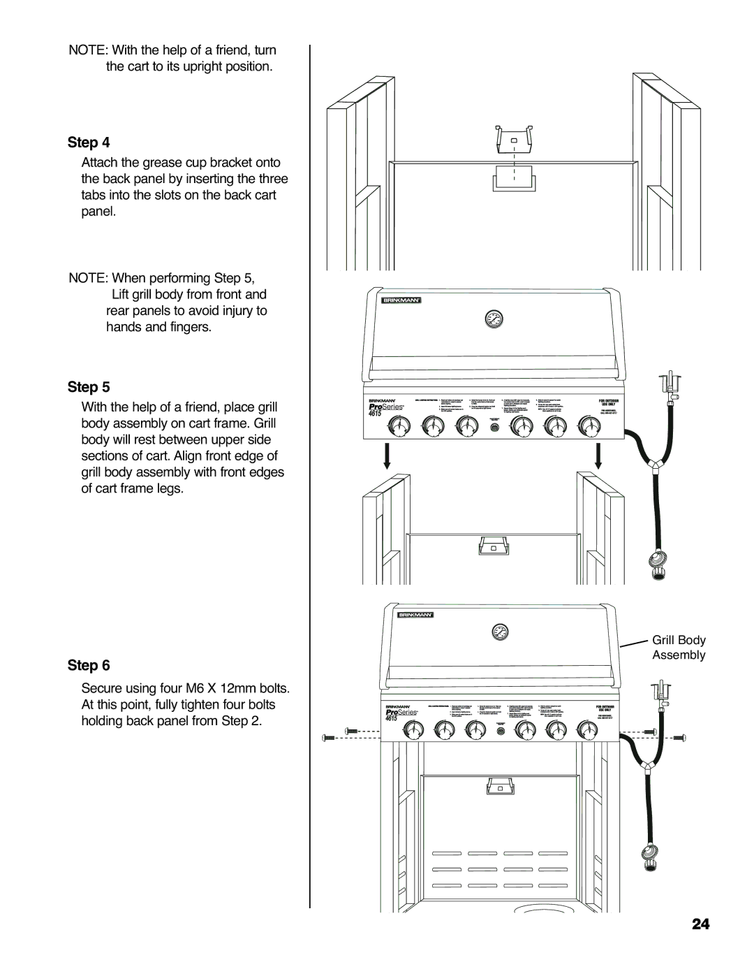 Brinkmann Series 4615 owner manual Grill Body Assembly 