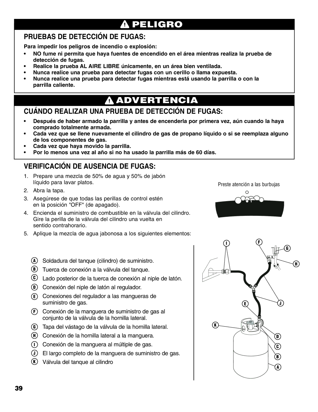 Brinkmann Series 6419 owner manual Pruebas DE Detección DE Fugas, Cuándo Realizar UNA Prueba DE Detección DE Fugas 