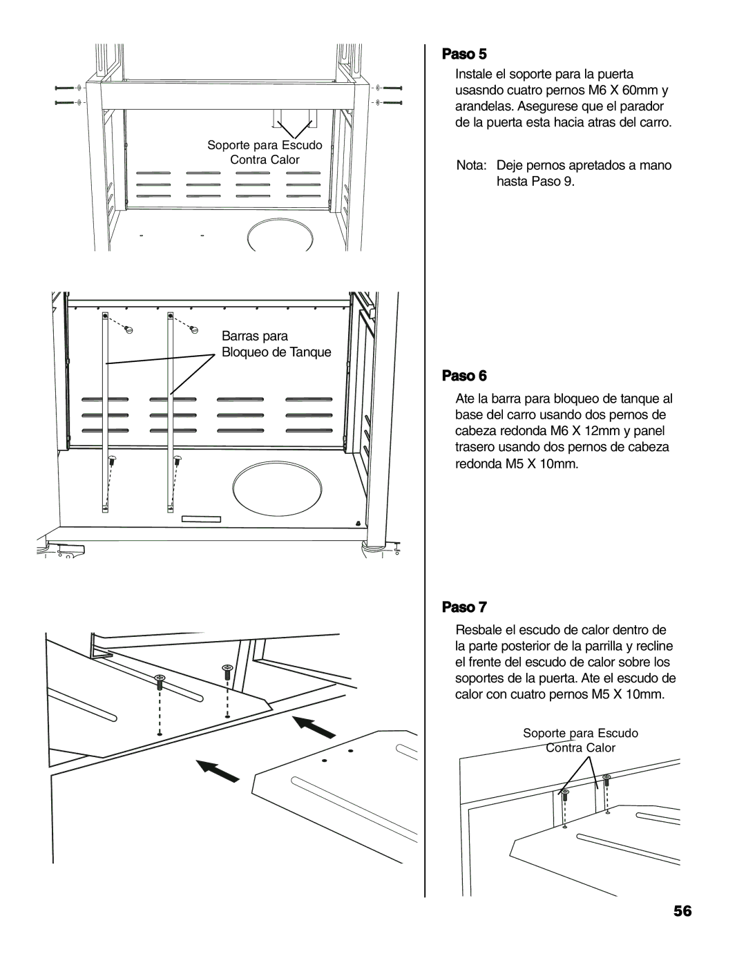 Brinkmann Series 6419 owner manual Barras para Bloqueo de Tanque 