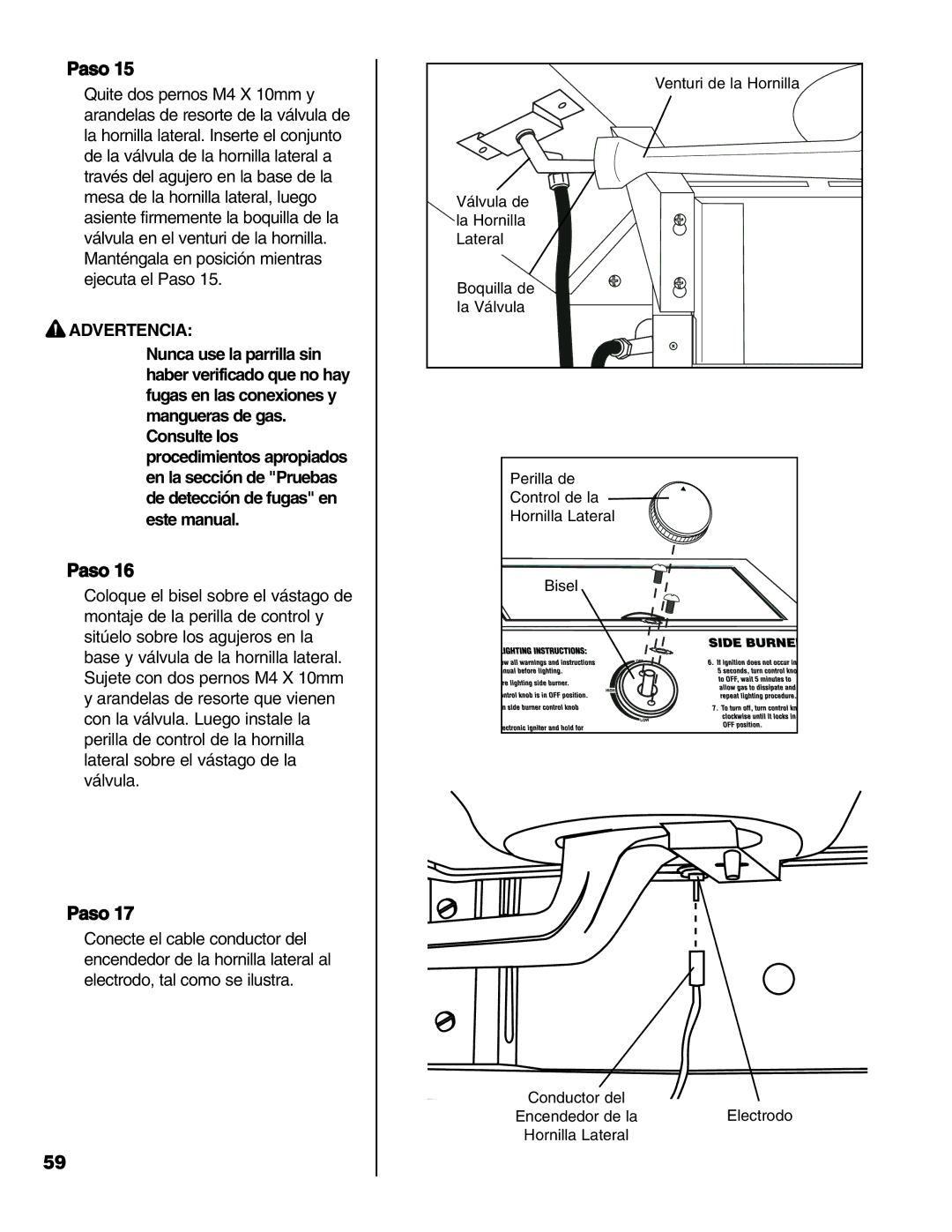 Brinkmann Series 6419 owner manual Advertencia 