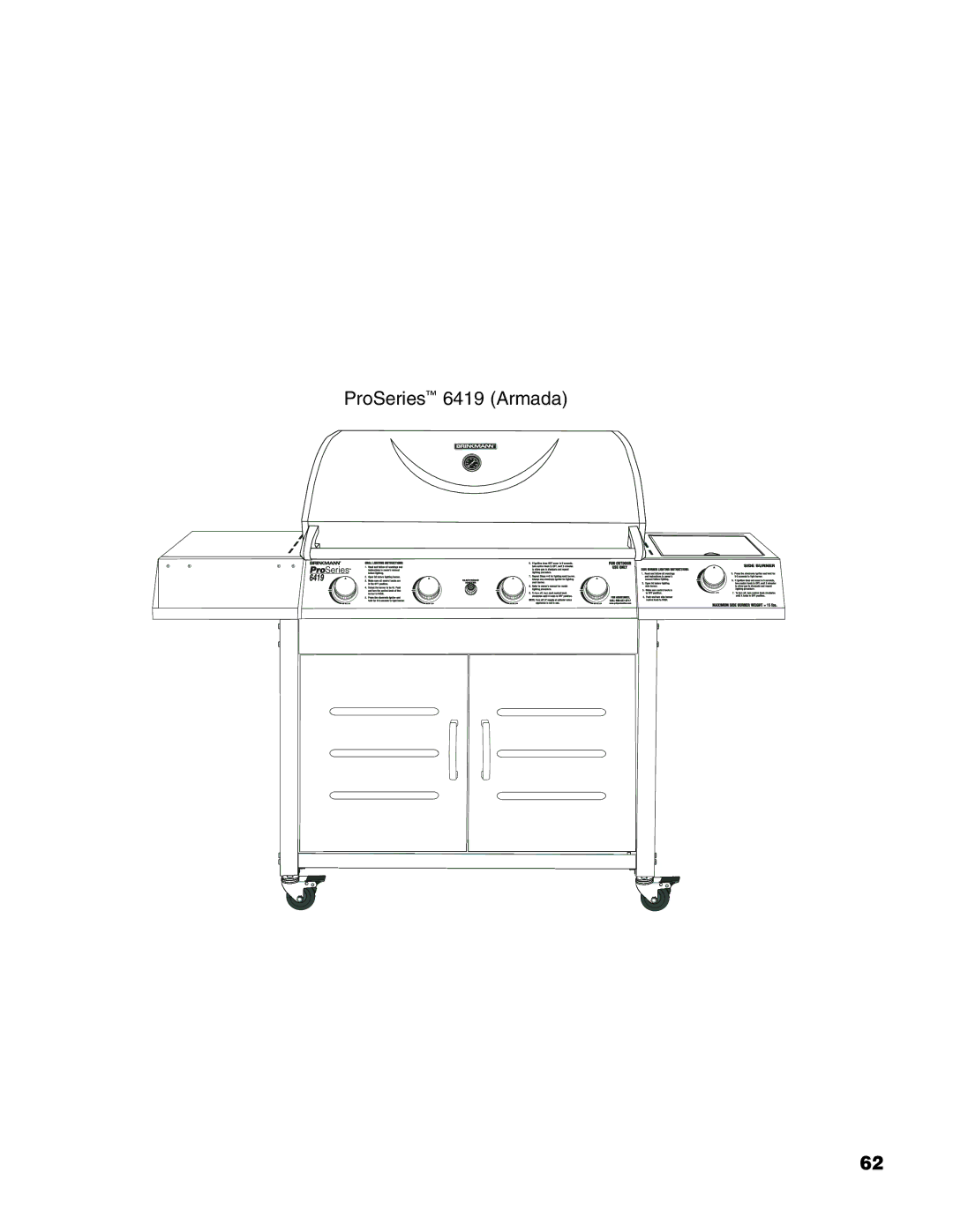 Brinkmann owner manual ProSeries 6419 Armada 