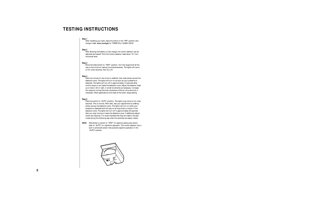 Brinkmann Sl 7 owner manual Testing Instructions 