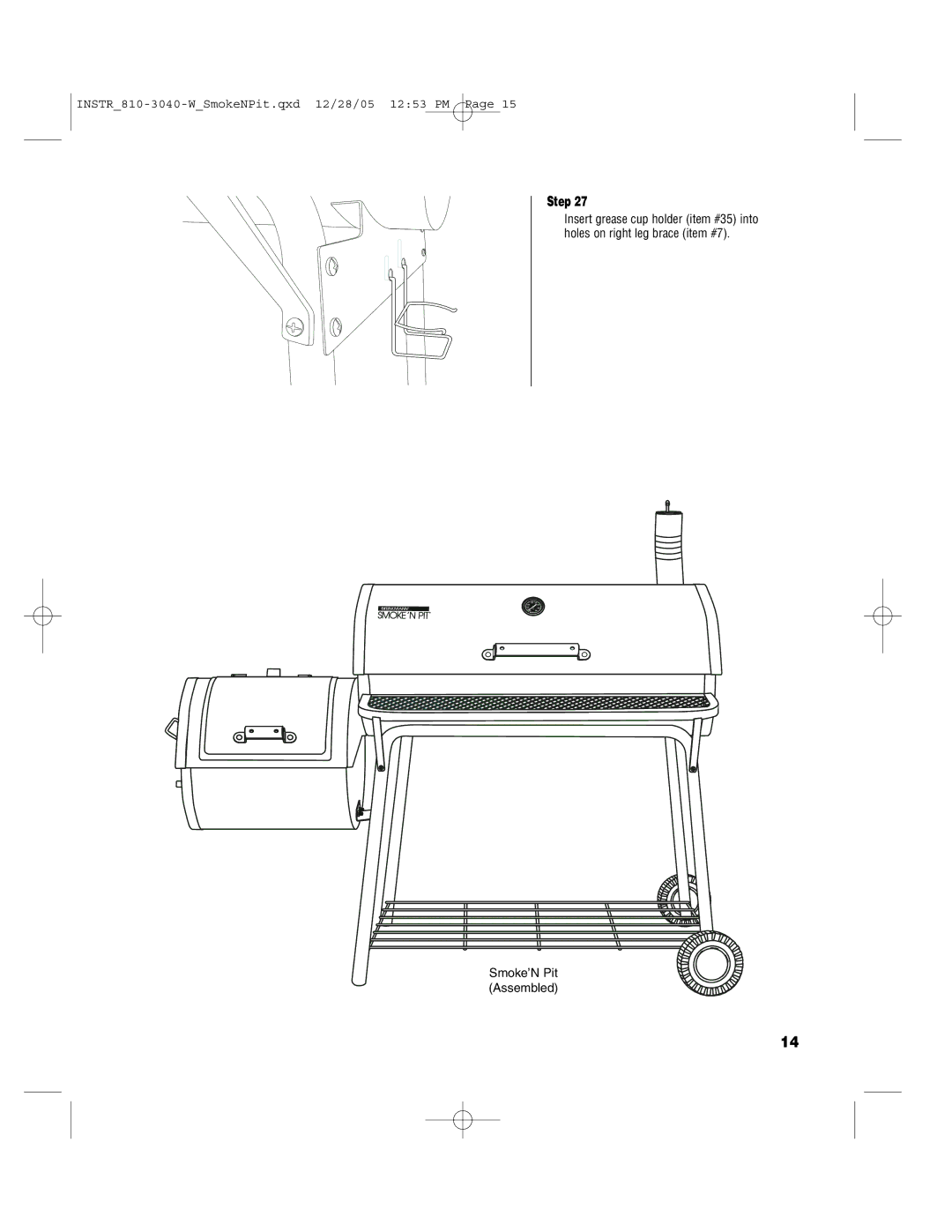 Brinkmann Smoke'n Pit owner manual Smoke’N Pit Assembled 