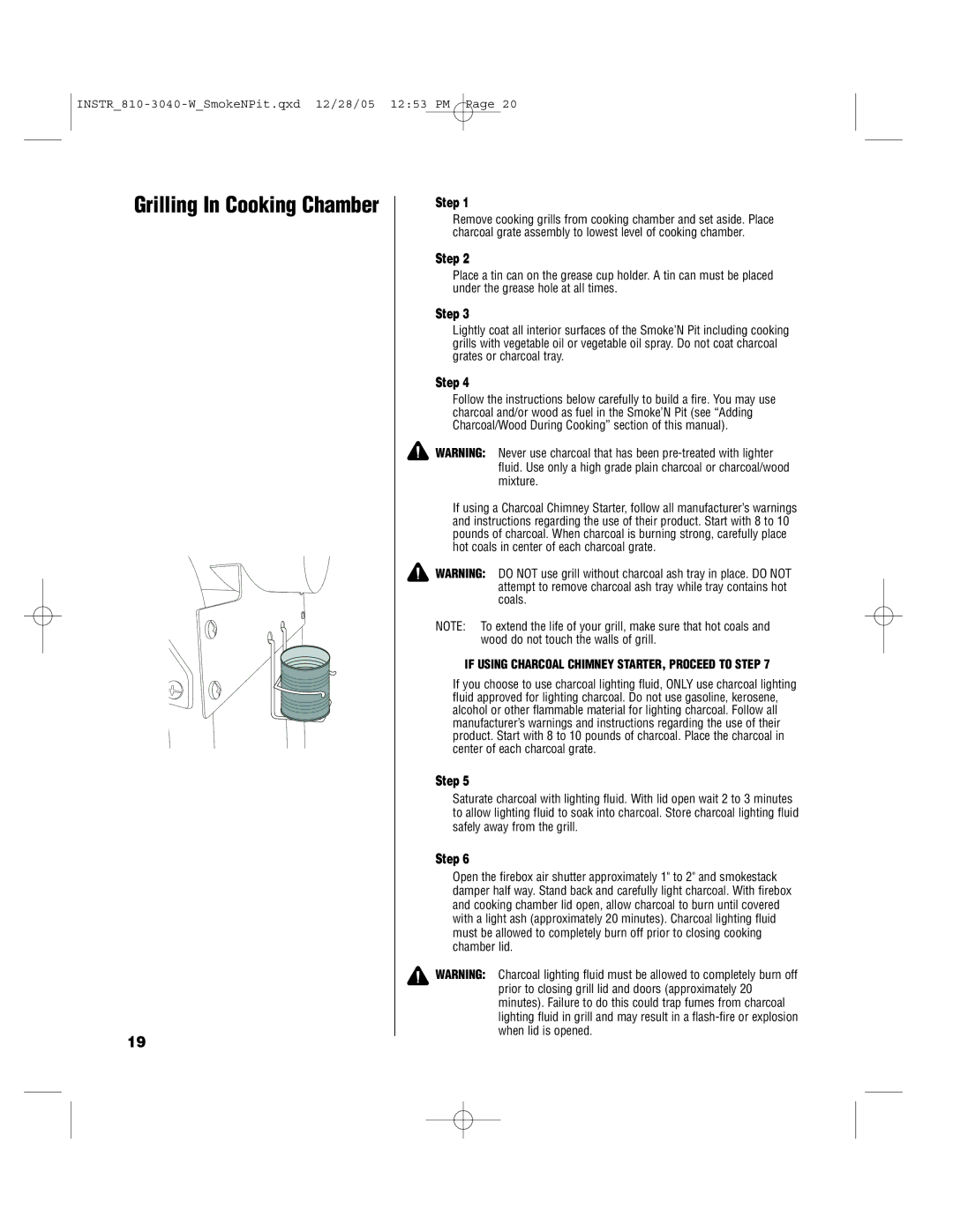 Brinkmann Smoke'n Pit owner manual Grilling In Cooking Chamber 