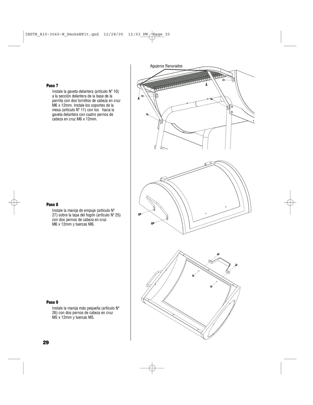 Brinkmann Smoke'n Pit owner manual Instale la manija de empuje artículo Nº 