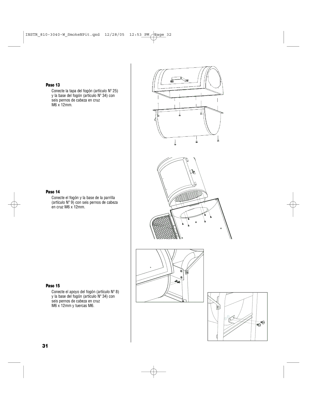 Brinkmann Smoke'n Pit owner manual M6 x 12mm 