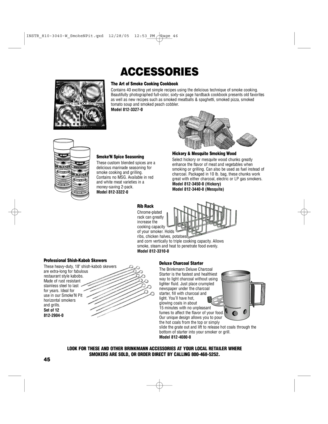 Brinkmann Smoke'n Pit owner manual Accessories 