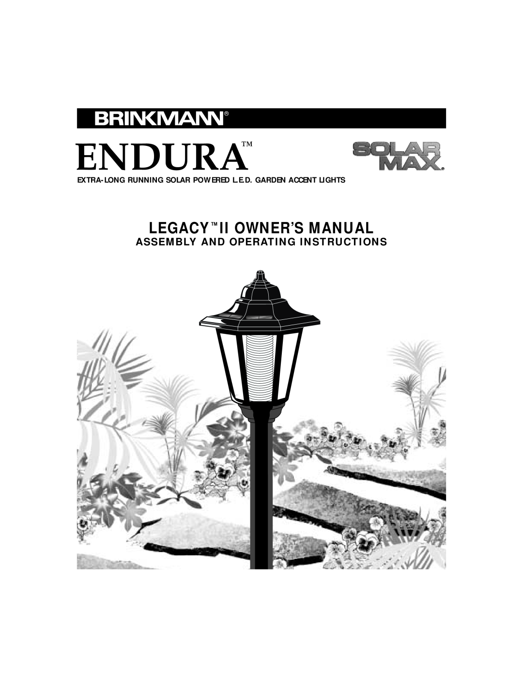 Brinkmann Solar Powered L.E.D. Garden Accent Light owner manual Assembly And Operating Instructions, Endura 